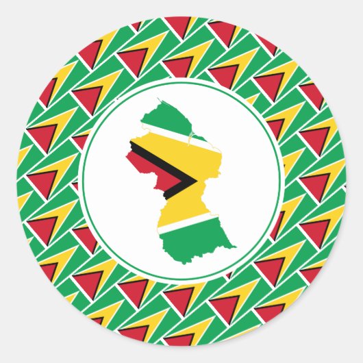 GUYANA VLAG Guyanese kaart Stijlvol Patriottisch Ronde Sticker (Voorkant)