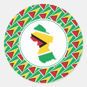 GUYANA VLAG Guyanese kaart Stijlvol Patriottisch Ronde Sticker