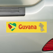 Guyana Vlag Hart + Landkaart Bumpersticker (Op auto)