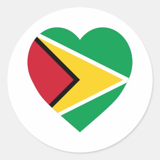 Guyana vlag hart ronde sticker (Voorkant)