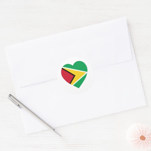 Guyana vlag hart ronde sticker (Envelop)