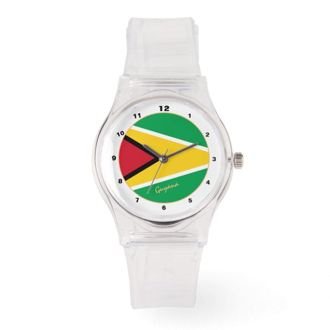 Guyana Vlag horloge, Guyana mode / design horloge (Voorkant)