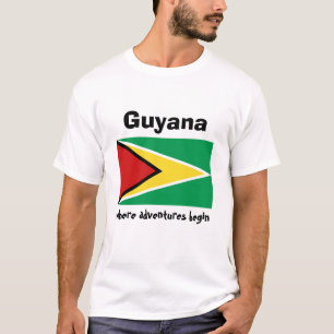Guyana Vlag + Kaart + Tekst T-shirt
