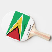 GUYANA-VLAG & MAP, speciaal aangepast Tafeltennisbatje (Zijkant)