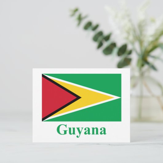 Guyana-vlag met naam briefkaart (Staand voorkant)
