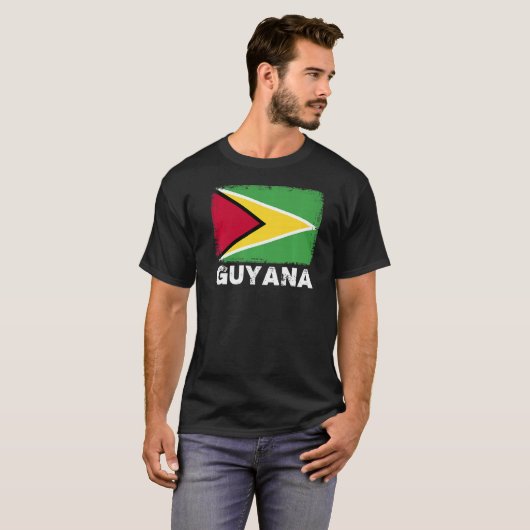 Guyana-vlag ondersteunt Guyanese volksmatige Manne T-shirt (Voorkant volledig)