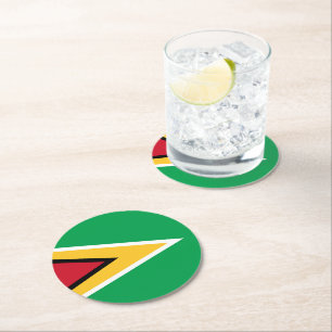 Guyana vlag ronde kartonnen onderzetter