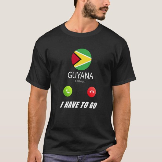 Guyana Vlag Souvenir Guyana Roept Is Calling T-shirt (Voorkant)