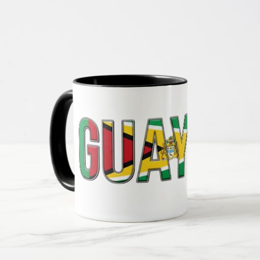 Guyana Vlag Tekst | Caraïbische Trots Design Mok (Voorkant links)