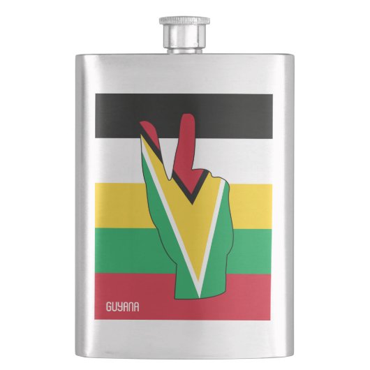 Guyana Vlag Victory Sign Patriotic Flacon (Voorkant)