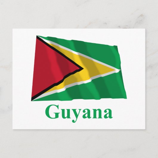 Guyana Waving Flag met naam Briefkaart (Voorkant)
