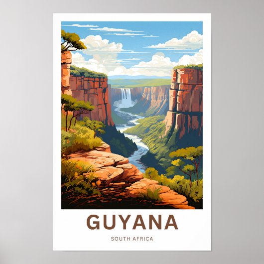 Guyana Zuid-Afrika Reisprint Poster (Voorkant)