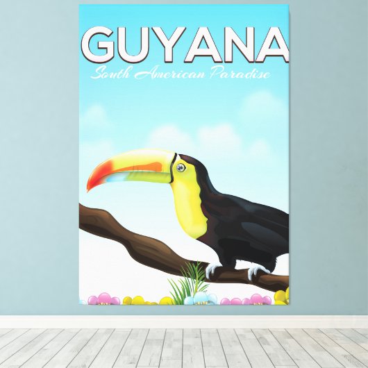 Guyana Zuid-amerikaans paradijsreisposter Canvas Afdruk (Insitu (Houten vloer))