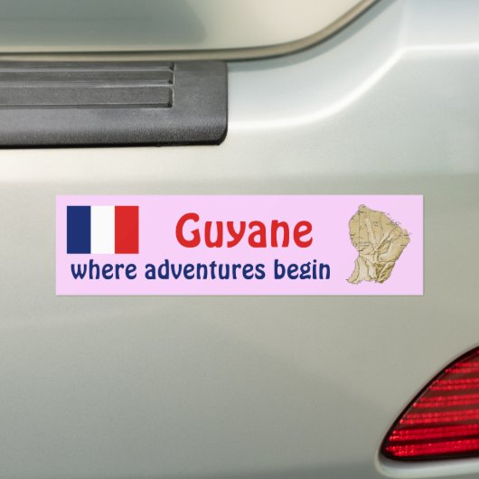 Guyane Flag en Map Bumpersticker (Op auto)