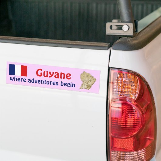 Guyane Flag en Map Bumpersticker (Op Truck)