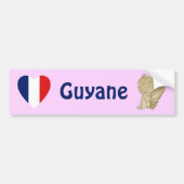 Guyane Flag Heart + Map Bumpersticker (Voorkant)