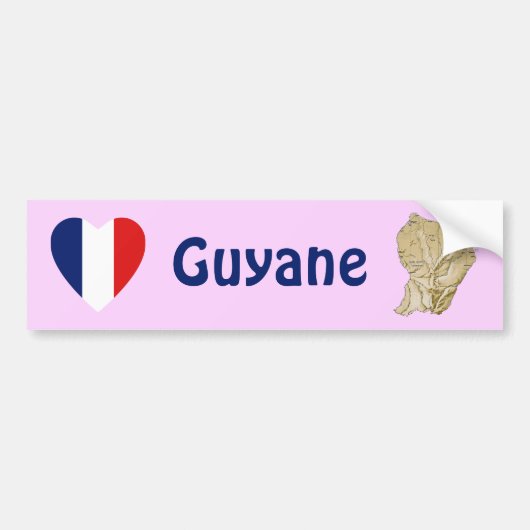 Guyane Flag Heart + Map Bumpersticker (Voorkant)