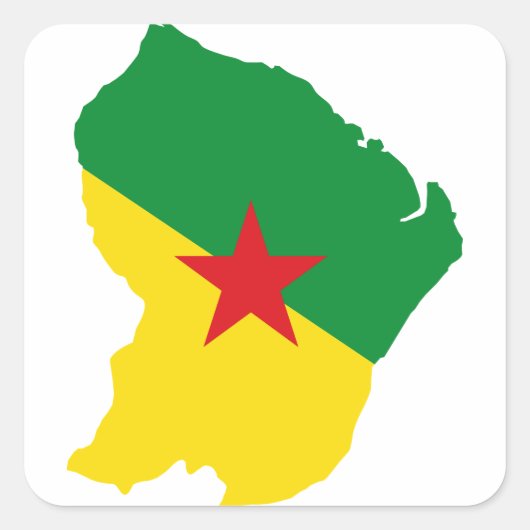 Guyane Flag Map GF Vierkante Sticker (Voorkant)