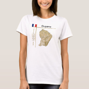 Guyane kaart + vlag + titel T-shirt
