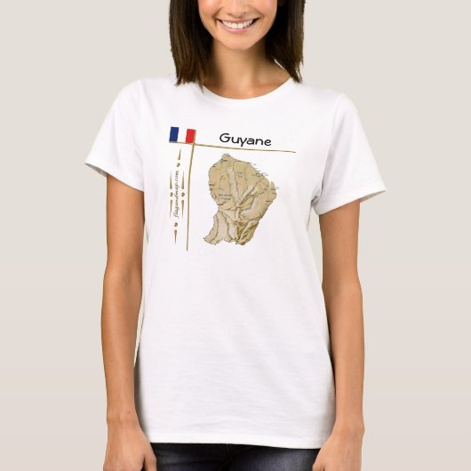 Guyane kaart + vlag + titel T-shirt (Voorkant)