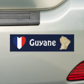 Guyane Vlag Hart + Landkaart Bumpersticker (Op auto)
