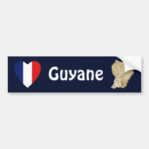 Guyane Vlag Hart + Landkaart Bumpersticker