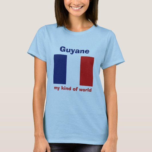 Guyane Vlag + Kaart + Tekst T-shirt (Voorkant)