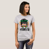 Guyanees Meisje Messy Haar Guyana Pride Patriottis T-shirt (Voorkant volledig)