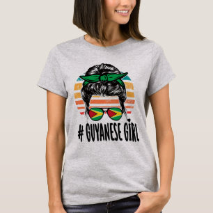 Guyanees Meisje Messy Haar Guyana Pride Patriottis T-shirt