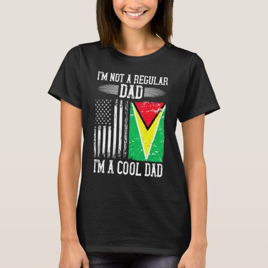 Guyanese Amerikaanse vlag Guyana Root Dad T-shirt (Voorkant)