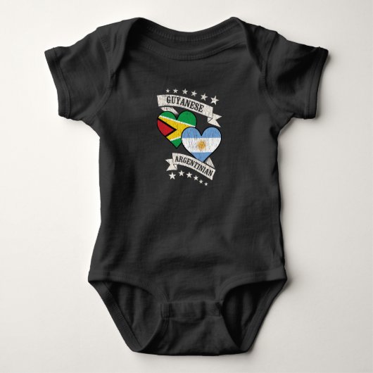 Guyanese Argentijnse hartvlaggen Guyana Argentinië Romper (Voorkant)