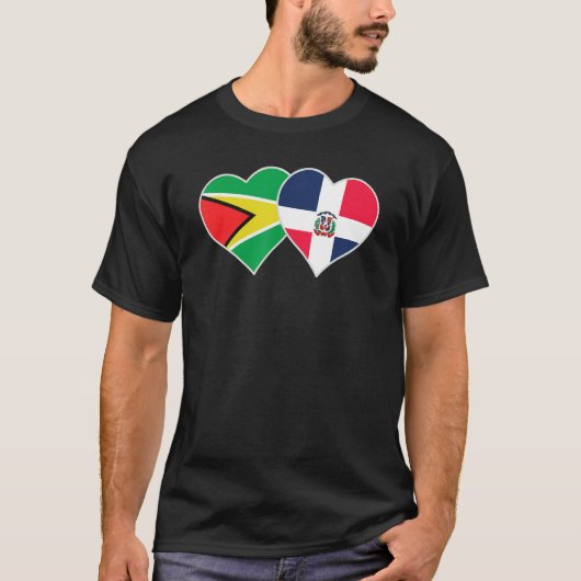 Guyanese Dominican Flag Heart Guyana Dominican Rep T-shirt (Voorkant)