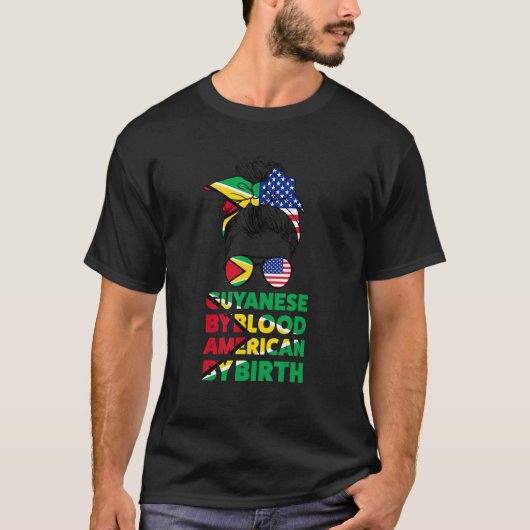 Guyanese door bloedAmerikaan van Birth Guyana Guya T-shirt (Voorkant)