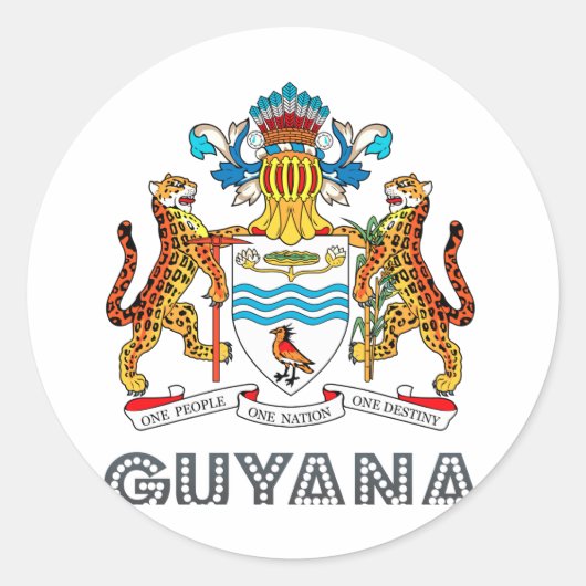 Guyanese Emblem Ronde Sticker (Voorkant)