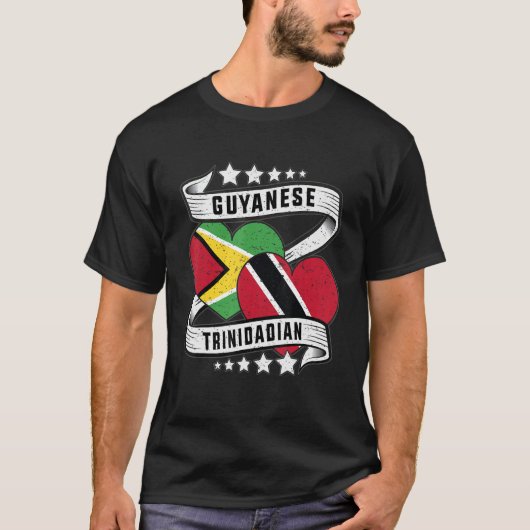 guyanese en trini halve trinidad halve guyana vlag t-shirt (Voorkant)