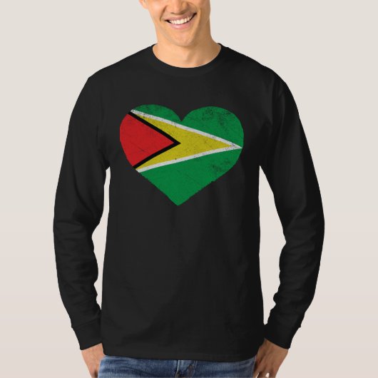 Guyanese Flag Heart I Love Guyana T-shirt (Voorkant)