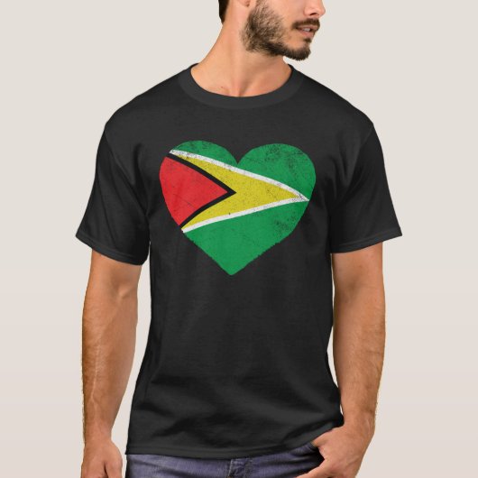 Guyanese Flag Heart I Love Guyana T-shirt (Voorkant)