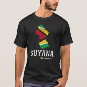 Guyanese kaart en vlag souvenir Gedistroyeerde G T-shirt