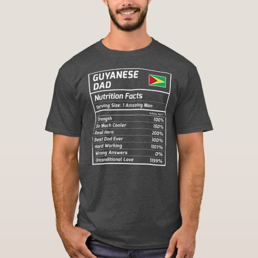 Guyanese pa Nutrition Facts Proud Guyana T-shirt (Voorkant)