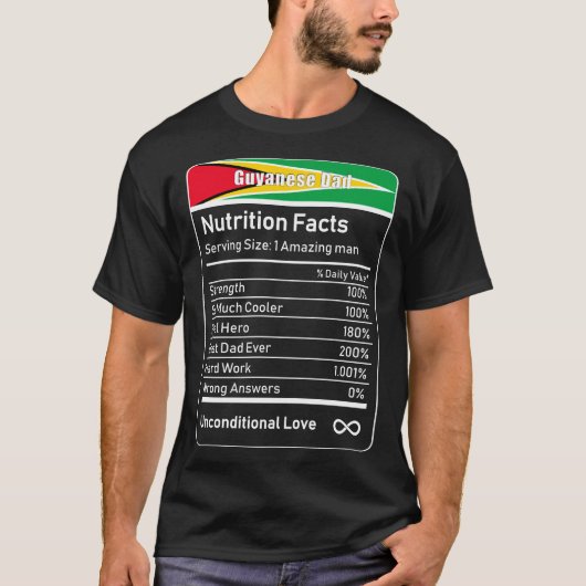 Guyanese pa Nutrition Facts Vaderdag Gift Dad T-shirt (Voorkant)
