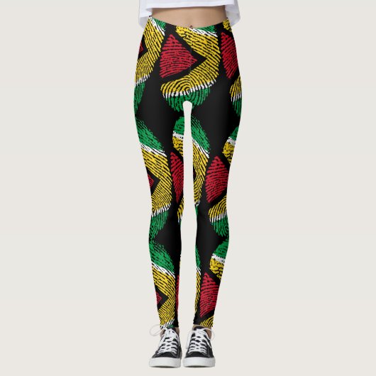 Guyanese Pride DNA: Vingerafdruk Vlag Leggings" Leggings (Voorkant)