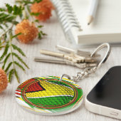 Guyanese vlag RokCloneDesign Circle Key Ring Sleutelhanger (Voorkant Rechts)