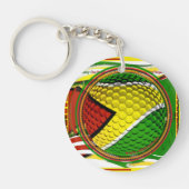 Guyanese vlag RokCloneDesign Circle Key Ring Sleutelhanger (Voorkant)