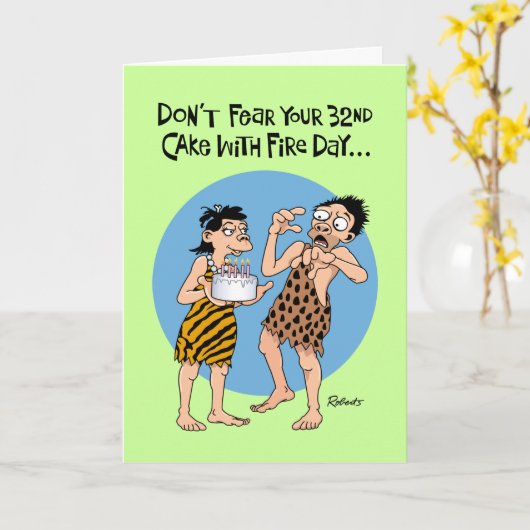 Guy's 32ste verjaardag geruststelling kaart (Gele Bloem)