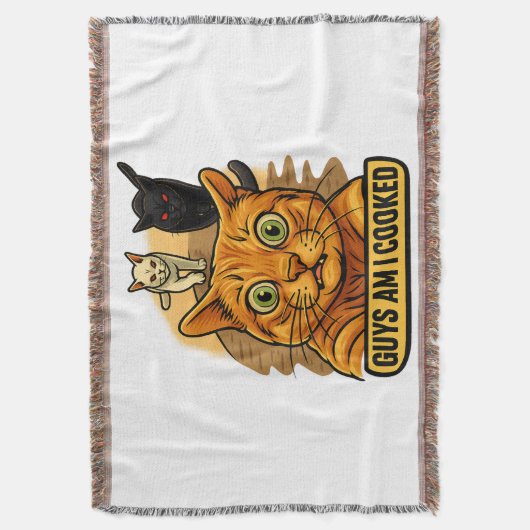 Guys Am I Cooked? Funny Cat Meme Panic Reaction Deken (Voorkant Verticaal)