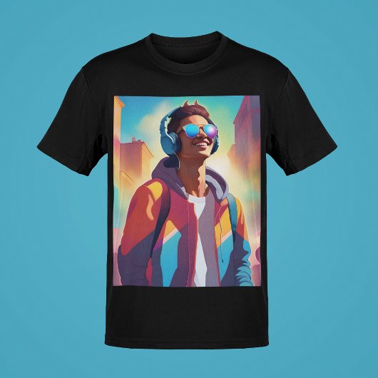 Guy's Music Portrait Cool Swag Young Guys Style T-shirt