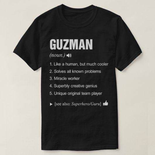 Guzman Name Definition Retro Family Funny  T-shirt (Design voorkant)