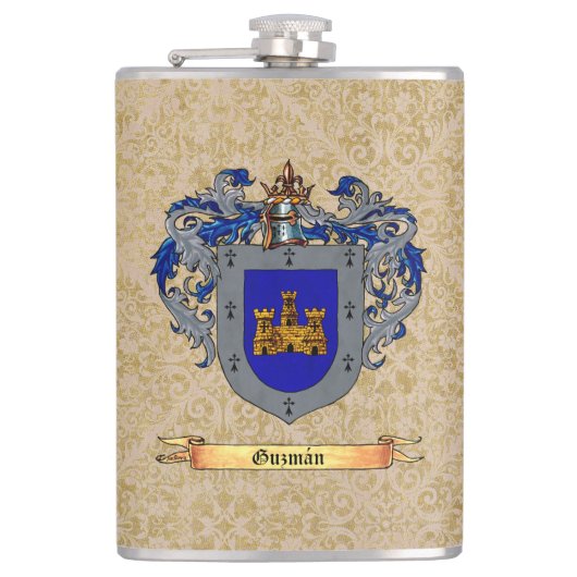 Guzman Surname Shield of Arms Heupfles (Voorkant)