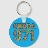 GWADA 971 Madras Vibrant – Guadeloupse trots Sleutelhanger (Voorkant)