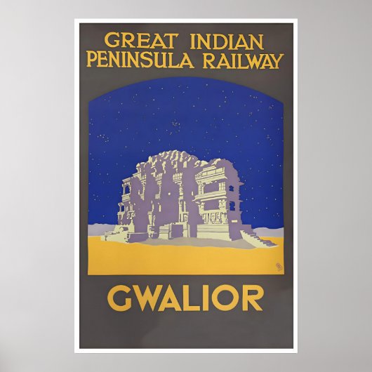 Gwalior India Kunst Vintage Reisposter Print (Voorkant)